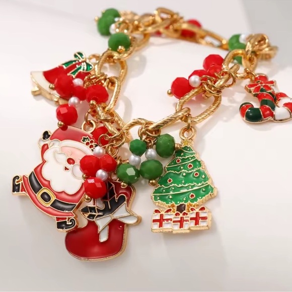 Jingle Bells & Santa Charms Christmas Bracelet - Picture 2 of 6